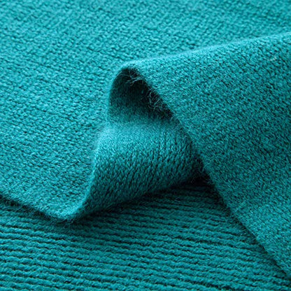 Vonty Teal Knitted Throw Blanket with Tassels Fringe, 50x60 Acrylic - color: Teal, size: 50" x 60"