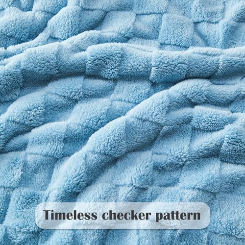 NEWCOSPLAY 3D Checkered Flannel Twin Blanket, Blue Checkered, 60"x80" - color: Blue Checkered, size: Twin(60"x80")