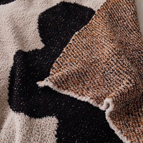 GY Blanket Throw Big Flower Pattern Throw Fuzzy Fleece Microfiber for Couch Chairs Sofa Girls Women Home Decorative All Season, 51"x71", Beige