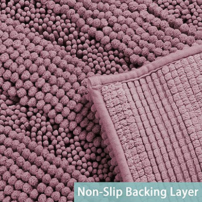 Turquoize Small Bathroom Rug 17x24, Absorbent Chenille Bath Rug, Mauve/Rose - color: Mauve/Rose, size: 17" x 24"