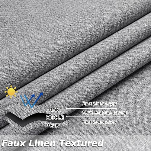 THOOO 100% Blackout Curtains Natural Linen Textured Blackout Curtains 63 Inch Length for Bedroom Living Room Nursery, Farmhouse Thermal Insulated Grommet Curtains Room Darkening 2 Panels,Dark Grey - color: Dark Grey, size: 52"W x 63"L (Pack of 2)