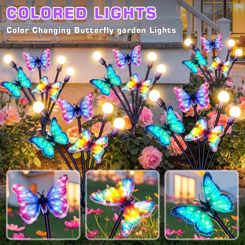 Solar Garden Lights Outdoor, Butterfly Firefly Lights 4 Pack, Waterproof - color: Butterfly Firefly, size: 4 Pack