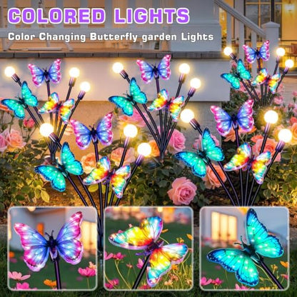 Solar Garden Lights Outdoor, Butterfly Firefly Lights 4 Pack, Waterproof - color: Butterfly Firefly, size: 4 Pack