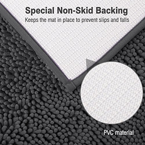 ITSOFT Standard 24"x21" U-Shaped Non-Slip Shaggy Chenille Toilet Contour Bathroom Rug with Water Absorbent, Charcoal Gray - color: Charcoal Gray, size: 24" x 21" (U-Shaped)