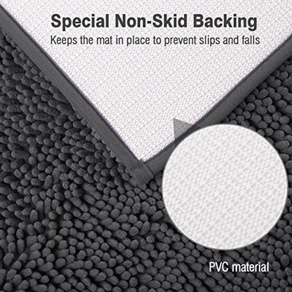 ITSOFT Standard 24"x21" U-Shaped Non-Slip Shaggy Chenille Toilet Contour Bathroom Rug with Water Absorbent, Charcoal Gray - color: Charcoal Gray, size: 24" x 21" (U-Shaped)