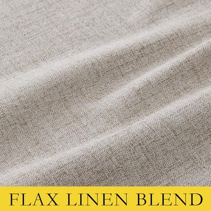 NICETOWN 100% Blackout Linen Curtains for Bedroom/Living Room 90" L, 2 PCs (Pack of 2) - color: Natural, size: 52"W x 90"L (Pack of 4)