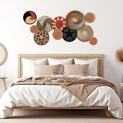 Tatuo 11 Pcs Boho Wall Basket Decor Woven Wall Hanging Art, Classic - style: Classic