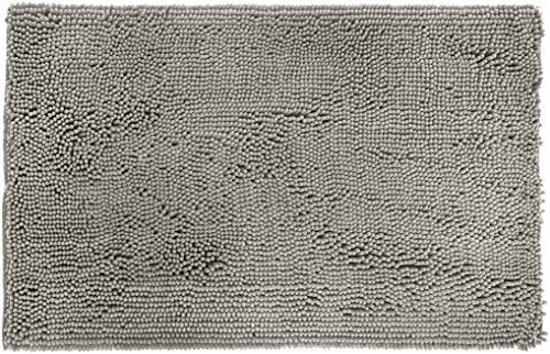 Amazon Basics Platinum Bathroom Rug Mat, Ultra Absorbent Plush Shag, Non-Slip, Quick Drying, Machine Washable, 21" x 34" - color: Platinum, size: 1'9" x 2'10" (Rectangular)