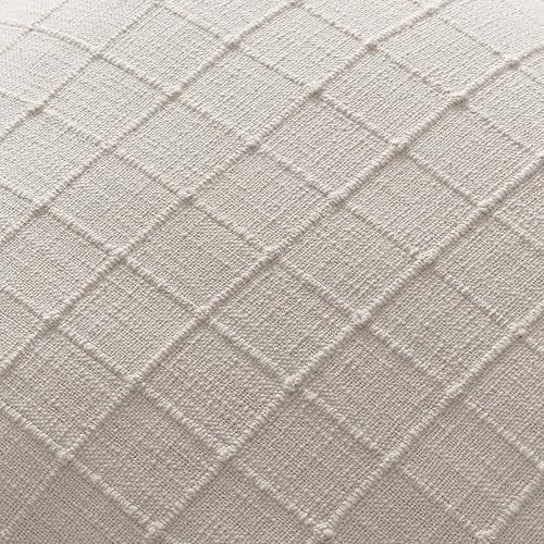 ZeeMart 2Pk Heavy Weight Artisanal Grid Pillow Covers 24x24in Neutral Beige - color: Beige, size: 24" x 24" (Pack of 2)
