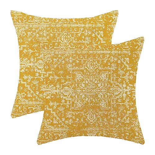 Yellow Carpet Pattern Boho Pillow Covers 18x18 Set of 2 - color: Boho-12, size: 18" x 18" (Pack of 2)