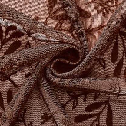 Kotile Brown Sheer Curtains 96 Inches Long, Floral Lace Window Panels - color: Brown, size: 52"W x 96"L (Pack of 2)