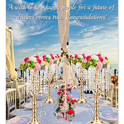 Funrous 6 Pcs 19.3" Gold Metal Flower Table Centerpieces for Wedding