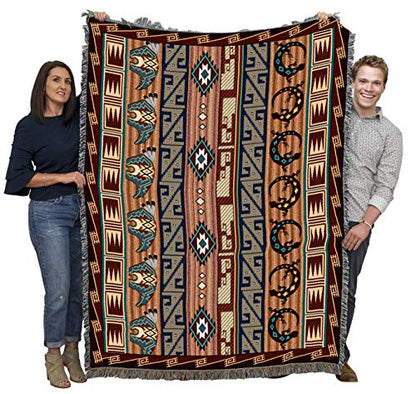 Pure Country Weavers Fetishes Blanket - Southwest Native American Inspired - Gift Tapestry Throw Woven from Cotton - Made in the USA (72x54) - color: Fetishes, size: Large