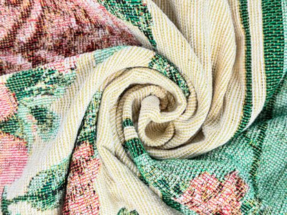 Rose Jacquard Woven Tapestry Throw Blanket 50"x60" - color: Rose