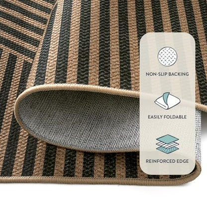 Lahome Modern Black and Brown Runner Rug, 2x8 Entryway Runner Rug Non Slip - color: Black/Nature Geometric-2, size: 2'6" x 8' (Runner)