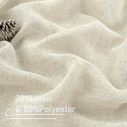 LAMIT 63 Inch Semi Sheer Linen Curtains for Bedroom Living Room, 2 Panels - color: Natural, size: 34"W x 63"L (Pack of 2)