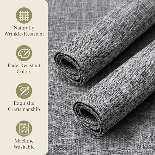 KXN Placemats Set of 4, Durable Dual-Layer Fabric Table Mats, Light Gray - color: Light Gray