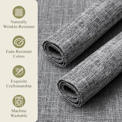 KXN Placemats Set of 4, Durable Dual-Layer Fabric Table Mats, Light Gray - color: Light Gray