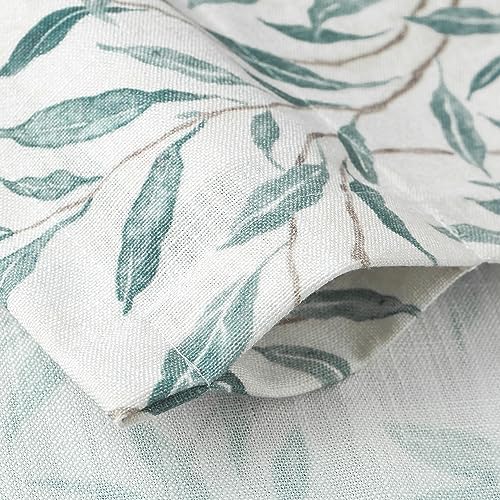 VOGOL Kitchen Valances, Blue Leaves Print View Reducing Linen Textured Curtains for Cafe Office Bathroom, Rod Pocket Top, L 18 x W 42 Inches, 1 Panel - color: Blue, size: 42"W x 18"L (Pack of 1)