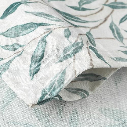 VOGOL Kitchen Valances, Blue Leaves Print View Reducing Linen Textured Curtains for Cafe Office Bathroom, Rod Pocket Top, L 18 x W 42 Inches, 1 Panel - color: Blue, size: 42"W x 18"L (Pack of 1)