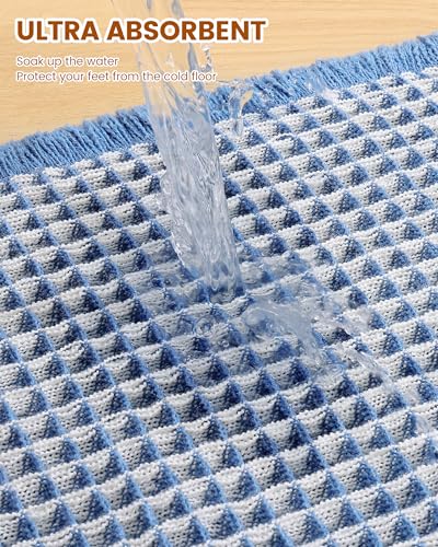 Smiry Waffle Bath Mat 30X20, Soft Absorbent Bathroom Rugs, Blue & Cream - color: Blue & Cream, size: 30'' X 20''