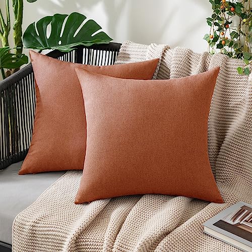 MIULEE Decorative Outdoor Pillow Covers Fall 16x16 Rust - color: Rust, size: 16" x 16" (Pack of 2)