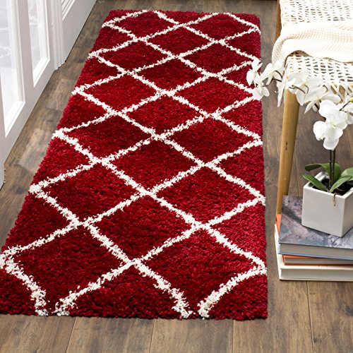 SAFAVIEH Hudson Shag Accent Rug 2x3, Plush Trellis Red & Ivory SGH281R - color: Red/Ivory, size: 2' x 3' (Rectangular)