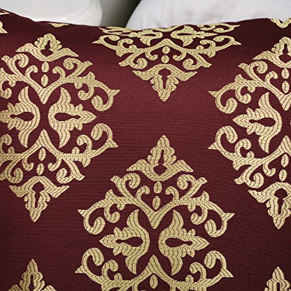 CaliTime Decorative Couch Throw Pillow Covers 18 X 18 Inches Burgundy Gold - color: Diamond Dark Ground - Burgundy Gold