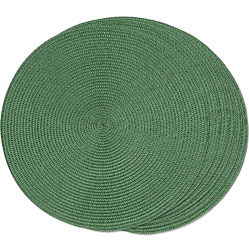 FunWheat Round Braided Placemats Set of 6 Table Mats for Dining Tables Woven Washable Non-Slip Place mats 15 inch (Olive, 6pcs) - color: Olive, size: Set of 6