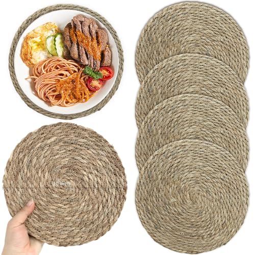 Small Woven Placemats Set of 4, 10 Inch Mini Rattan Placemats Coaster Wicker Place Mats,Natural Farmhouse Jute Braided Table Runner for Small Tableware Please Choose Carefully (10 Inch) - size: 10 Inch 4PCS