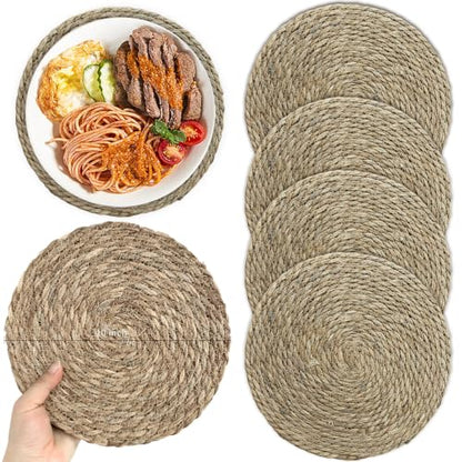 Small Woven Placemats Set of 4, 10 Inch Mini Rattan Placemats Coaster Wicker Place Mats,Natural Farmhouse Jute Braided Table Runner for Small Tableware Please Choose Carefully (10 Inch) - size: 10 Inch 4PCS
