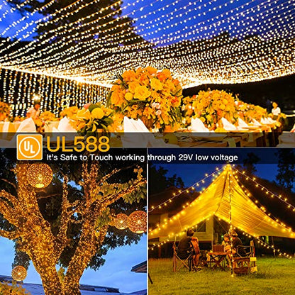Ollny Christmas Lights Outdoor 800LED 262FT, Warm White Plug in Fairy Light - color: Warm White, size: 800LED