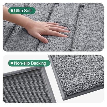 LUMI Large Bathroom Rugs Soft Absorbent, Non Slip Bath Mat 24x43, Grey - color: Grey, size: 24" X 43"