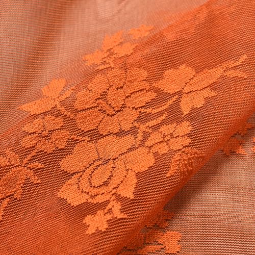 Kotile Burnt Orange Sheer Valance Curtain for Kitchen W52xL18 Inch 1 Panel - color: Burnt Orange