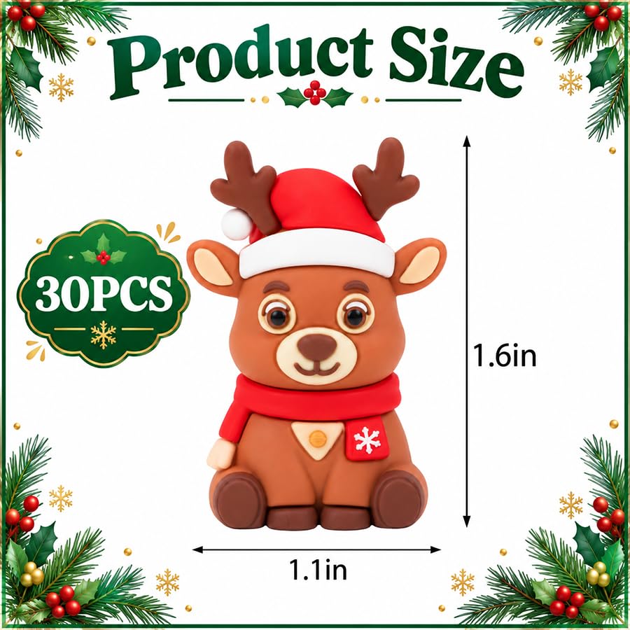 30 Pcs Miniature Christmas Reindeer Figurines, Tiny Deer Statues Ornaments - color: Reindeer, size: 30 Pcs
