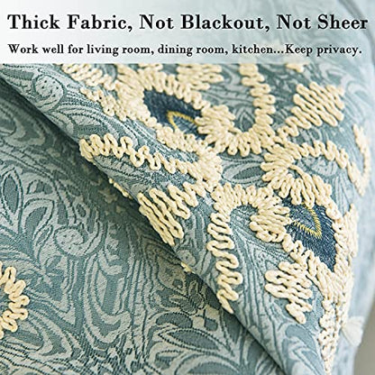 VOGOL Simple Chenille Jacquard Blackout Window Elegance Curtains/Drapes/Panels/Treatments for Bedroom Living Room,Top Grommets (2 Panels) - color: Blue-curtain, size: 42"W x 63"L (Pack of 2)