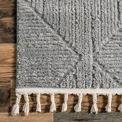 nuLOOM Kerry Light Grey Geometric Power Loomed Area Rug, 8' x 10' - color: Kerry Light Grey, size: 7'10" x 10' (Rectangular)