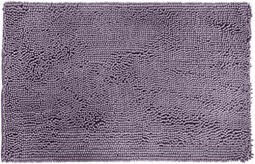 Amazon Basics Non-Slip Microfiber Absorbent Plush Shag Bathroom Rug Mat, Machine Washable, 21" x 34", Lavender - color: Lavender