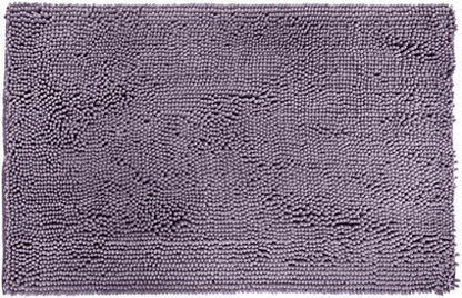 Amazon Basics Non-Slip Microfiber Absorbent Plush Shag Bathroom Rug Mat, Machine Washable, 21" x 34", Lavender - color: Lavender