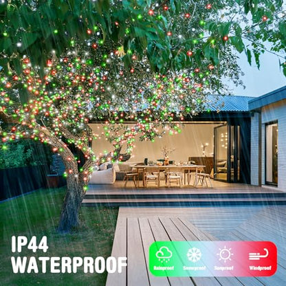 JMEXSUSS 163ft 500 LED Red White and Green Christmas Lights with 8 Modes - color: Red White Green, size: 500 LED