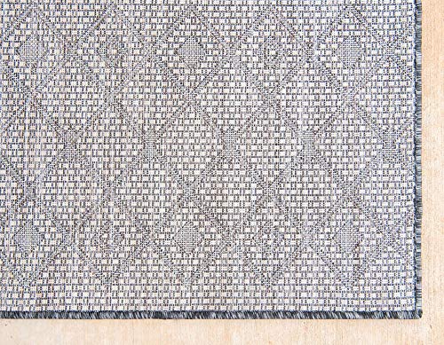Unique Loom Outdoor Trellis Collection Area Rug - Tribal Trellis (2' x 6' 1" Runner, Charcoal Gray/ Natural) - color: Charcoal Gray/Natural, size: 2' x 6'1" (Runner)