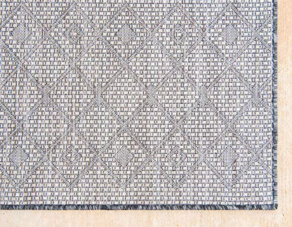 Unique Loom Outdoor Trellis Collection Area Rug - Tribal Trellis (2' x 6' 1" Runner, Charcoal Gray/ Natural) - color: Charcoal Gray/Natural, size: 2' x 6'1" (Runner)