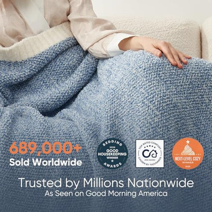 Snuggle Sac Heather Blue Bed Blanket Oversized Twin XL 66x90, Super Soft Warm Blankets for Bed, Living Room, Luxurious Microfiber Blanket Dupes, Heather Blue, 66x90 - color: Heather Blue, size: Twin-XL (66"x90")