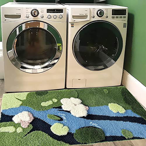 UKELER 3D Grass Moss Rug Soft Shag Bathroom Rugs Living Room Rug Non Slip Washable Runner Rugs for Bedroom Laundry Room Playroom Hallway Home Decor 55''x27.5'' - color: Summer Moss Rug