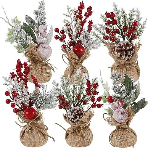 winemana 6 Pcs Mini Christmas Tree Table Decorations Holiday Centerpieces - size: Style 3