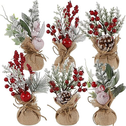 winemana 6 Pcs Mini Christmas Tree Table Decorations Holiday Centerpieces - size: Style 3