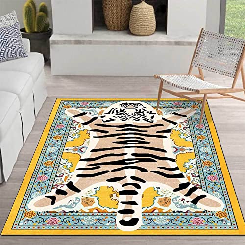 Tiger Rug for Bedroom Cartoon 2x3 ft Small Area Rug Washable Funky Non-Slip Colorful Carpet for Living Room Boho Modern Abstract Bathroom Door Mat - color: H, size: 2' x 3' (Rectangular)