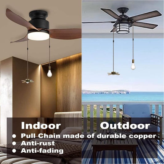 4pcs Ceiling Fan Pull Chain Decorative Ornaments Extension for 13.6 Inch Fan Pulls and Light -(Bronze and Gold) - color: 2pcs gold and 2pcs bronze