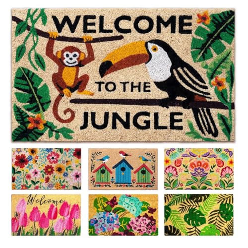 Coir Door Mats Outdoor, Welcome to the Jungle, 16 x 27,5 in - color: Welcome to the Jungle