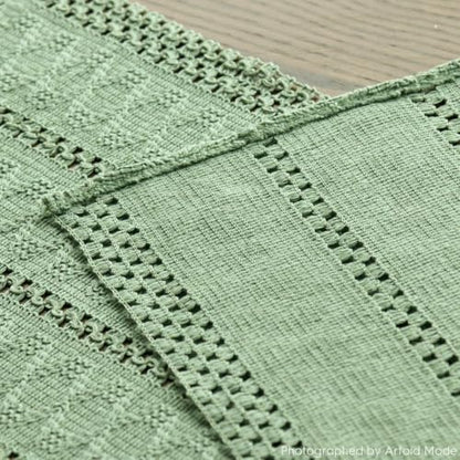 Artoid Mode Light Green Woven Farmhouse Hollow Table Runner 12x36 Inch - color: Light Green, size: 12" x 36", Table Runner